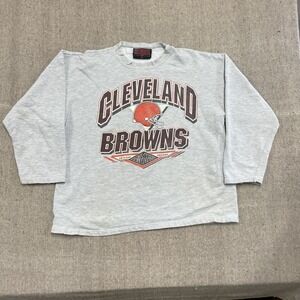 vintage cleveland browns sweatshirt mens 2xl gray 1990s NFL